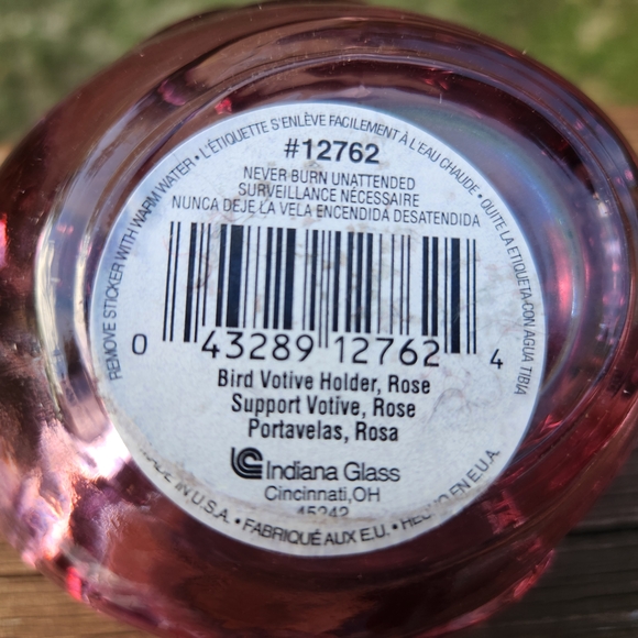 Indiana Glass Bird Candle Holder In Pink Rose - Picture 10 of 11